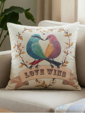 Birds Print Cushion Cover & Filler